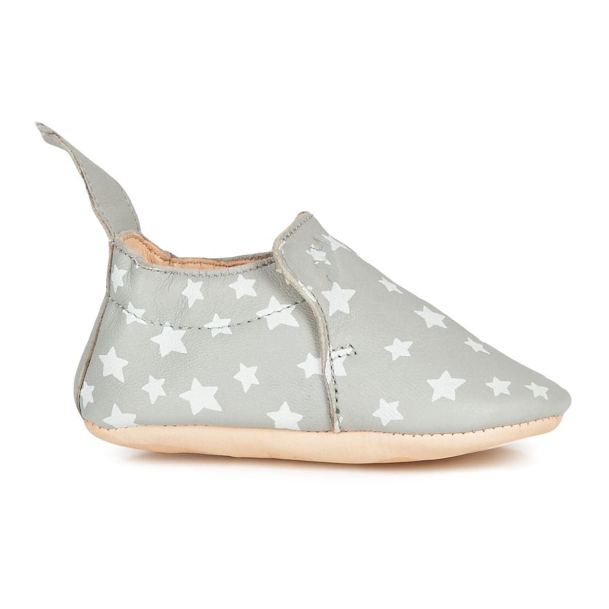 Easy Peasy - Chaussons Cuir Gris Petites Etoiles Nuit Plume 12/18 Mois
