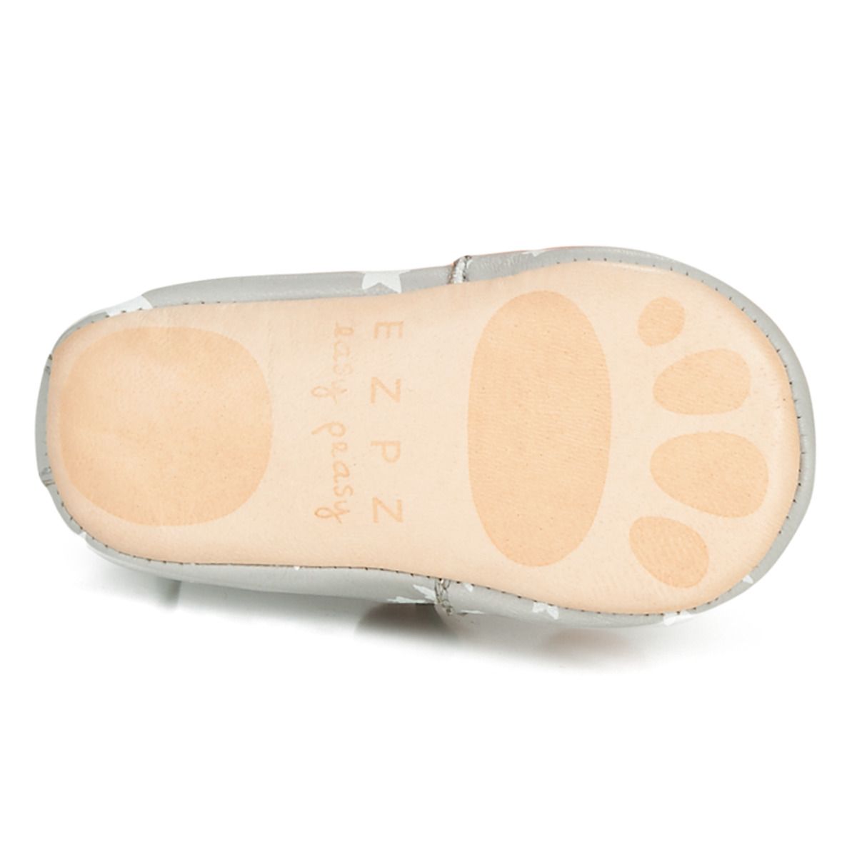 Easy Peasy - Chaussons Cuir Gris Petites Etoiles Nuit Plume 12/18 Mois