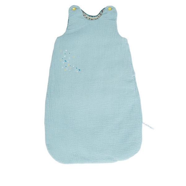 Pour Le Lit - Turbulette en Lange Gaufré Bleu 70 cm