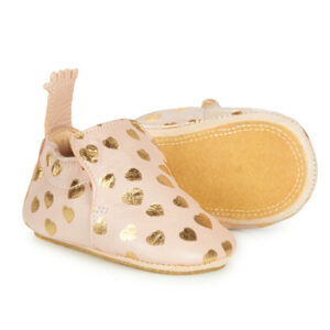 Easy Peasy - Chaussons Cuir Rose Petits Coeurs 24 Mois