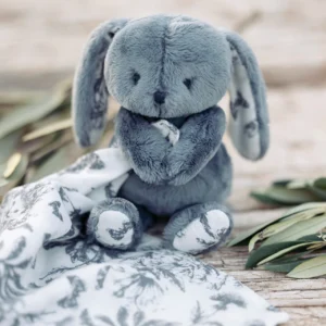 Tartine et Chocolat - Doudou Lapin Toile de Jouy Bleu