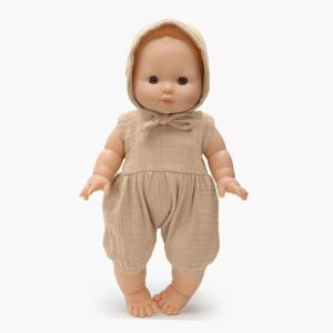 Minikane - Bébé Habillé Louis et son Ensemble en Gaze de Coton Beige