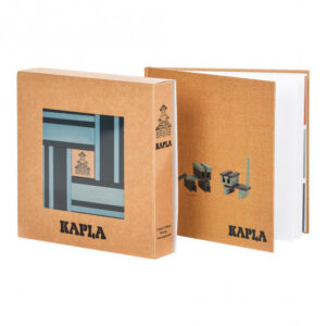 Kapla - Coffret 40 Planchettes + Livre - Bleu Foncé et Bleu Clair