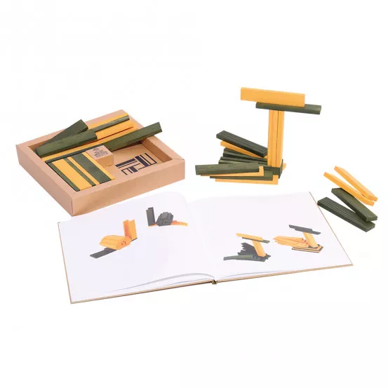 Kapla - Coffret 40 Planchettes + Livre - Jaune et Vert